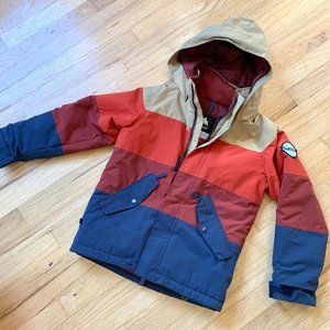 Burton Symbol Winter Jacket - Kids Small - Tan / Orange / Red / Blue